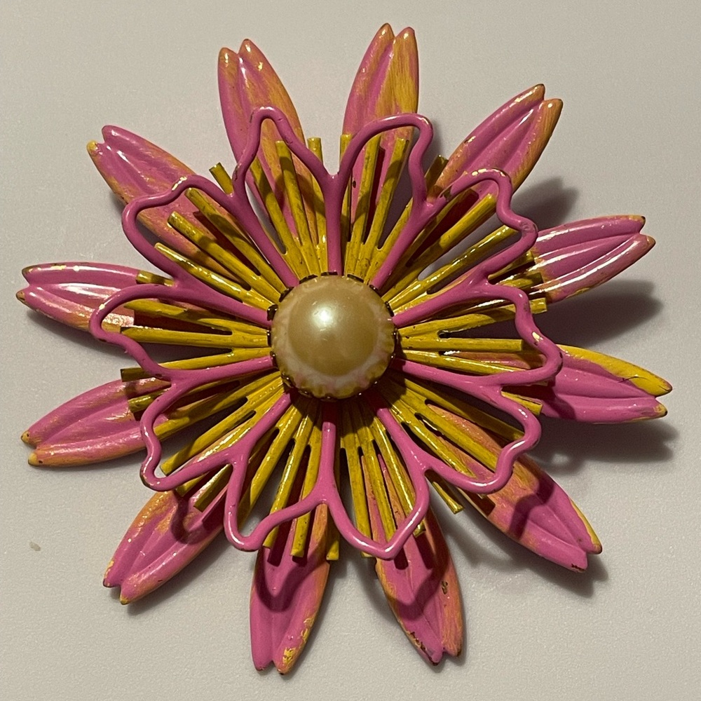 Vintage Inspired Enamel Flower Brooch